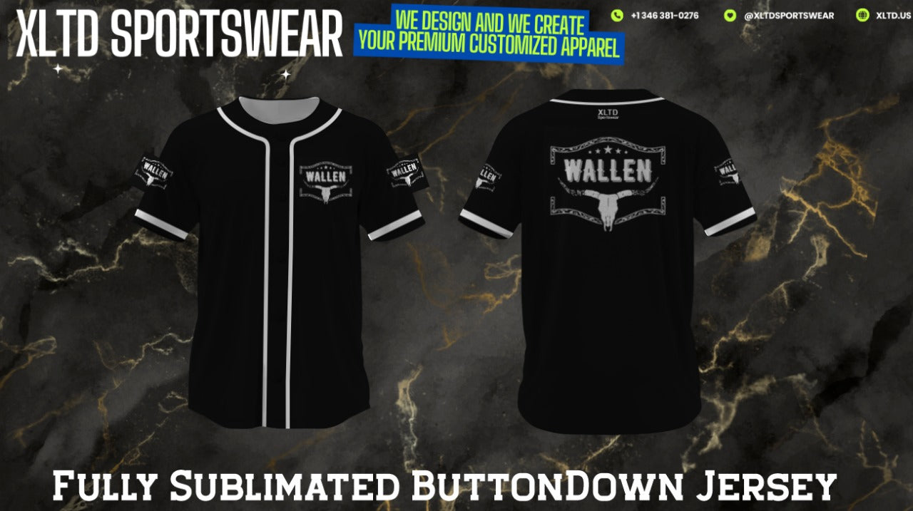 Wallen Black Baseball Jersey - XLTD Sportswear