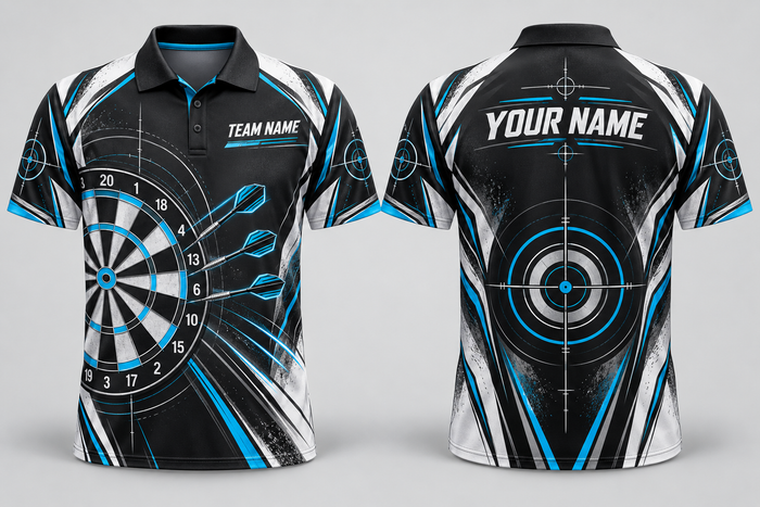Precision Mode custom darts jersey front and back design mockup